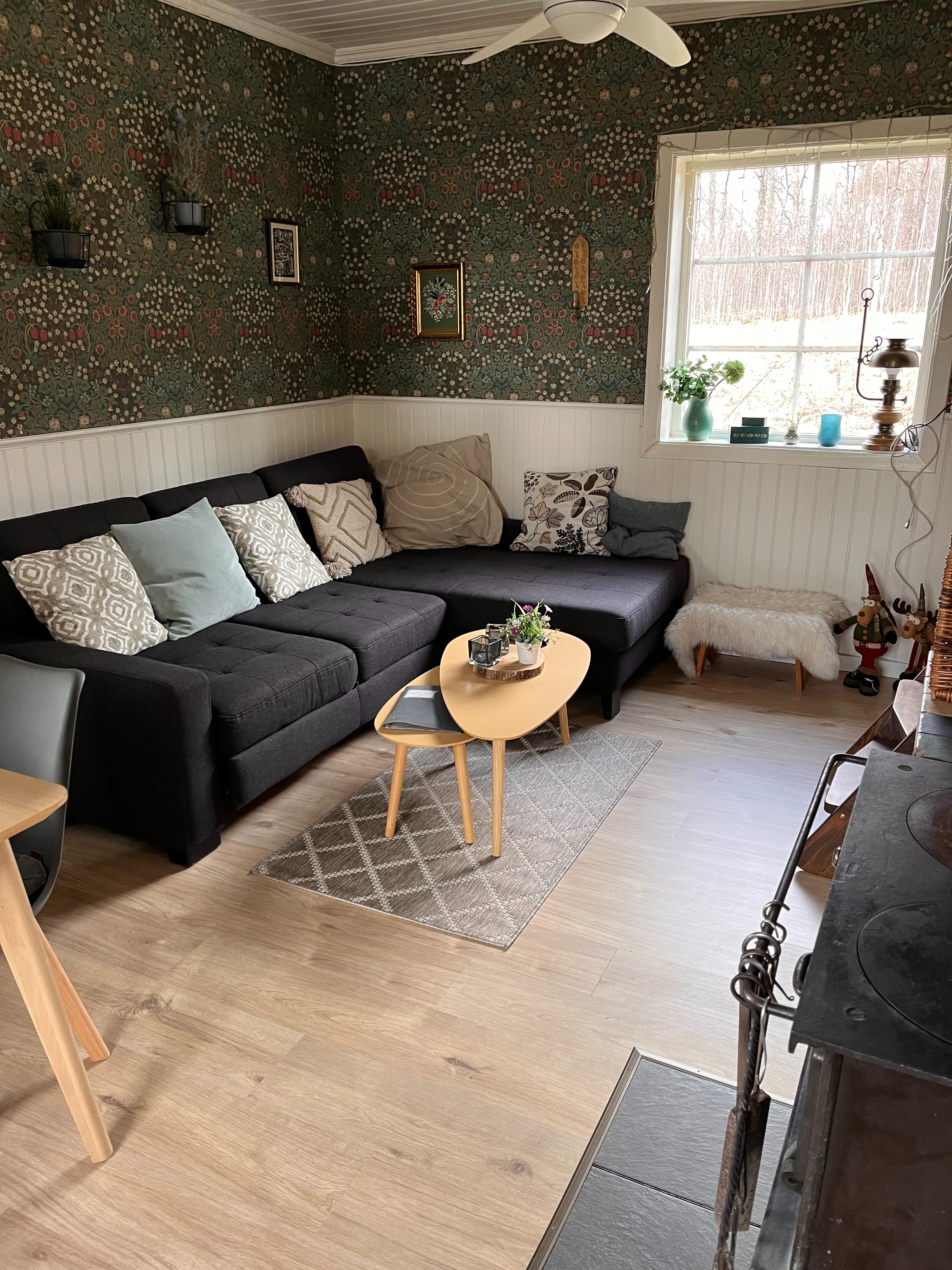 Wohnzimmer Kachelofen Ferienhaus Värmland